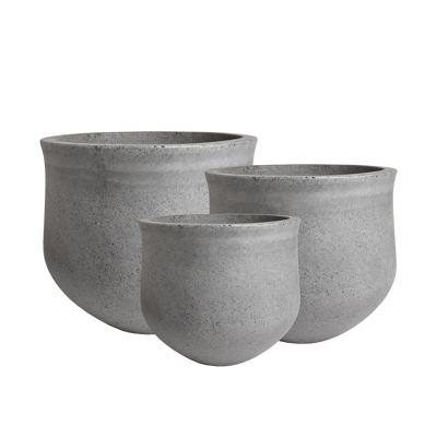 S/3 pots D56 STONE l.grey